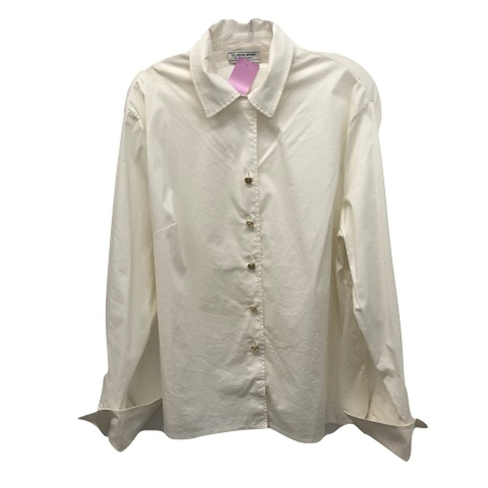 St. John Long-Sleeve Button-Down Blouse, Size L